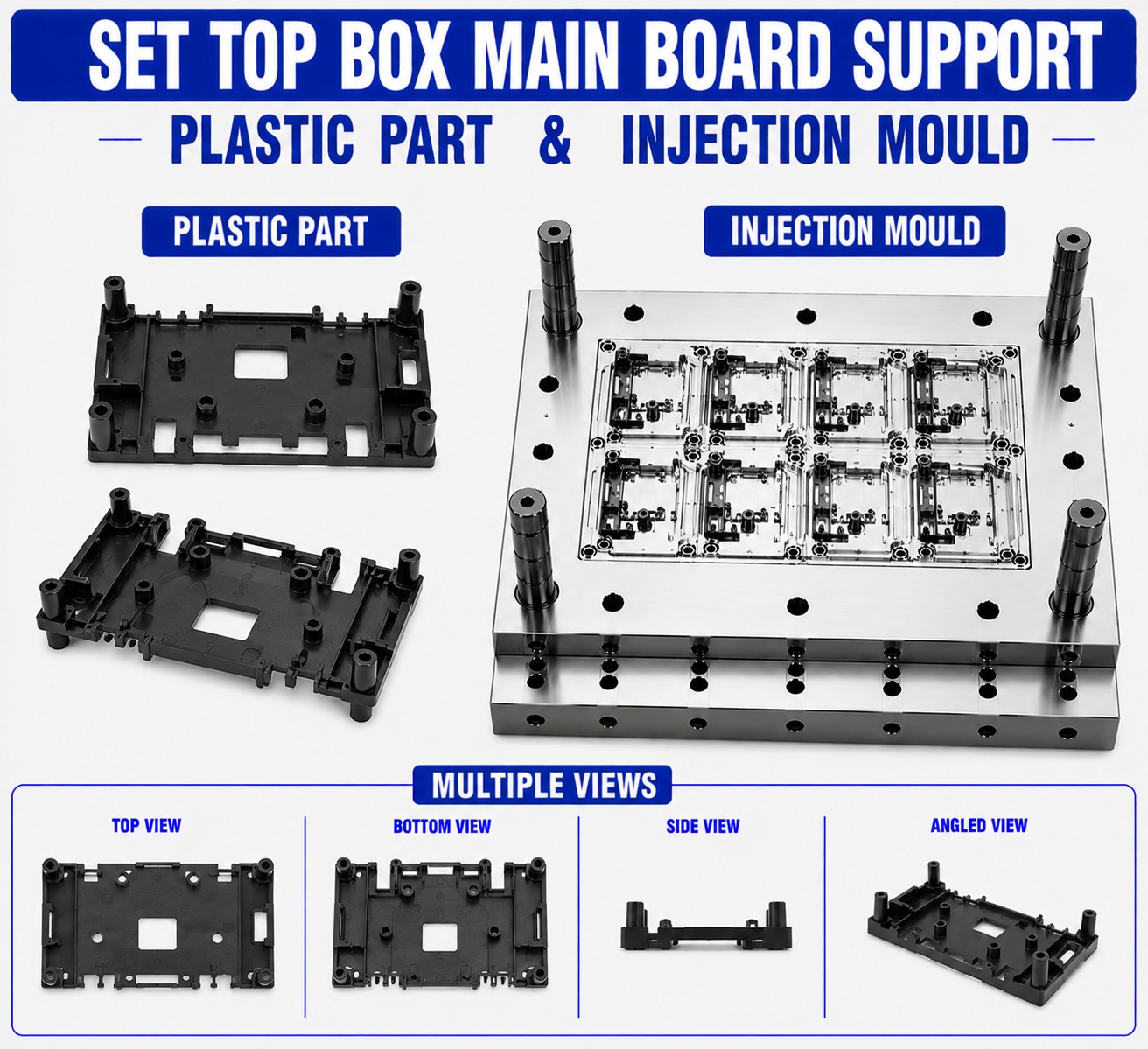 Set Top Box Plastic Main Board Support Mould and Moulding Service